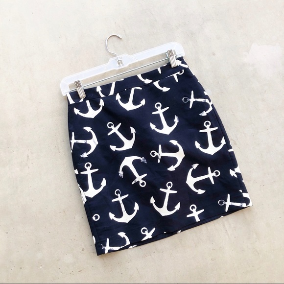 J. Crew Dresses & Skirts - J. CREW Navy Nautical Anchor Printed Postage Skirt